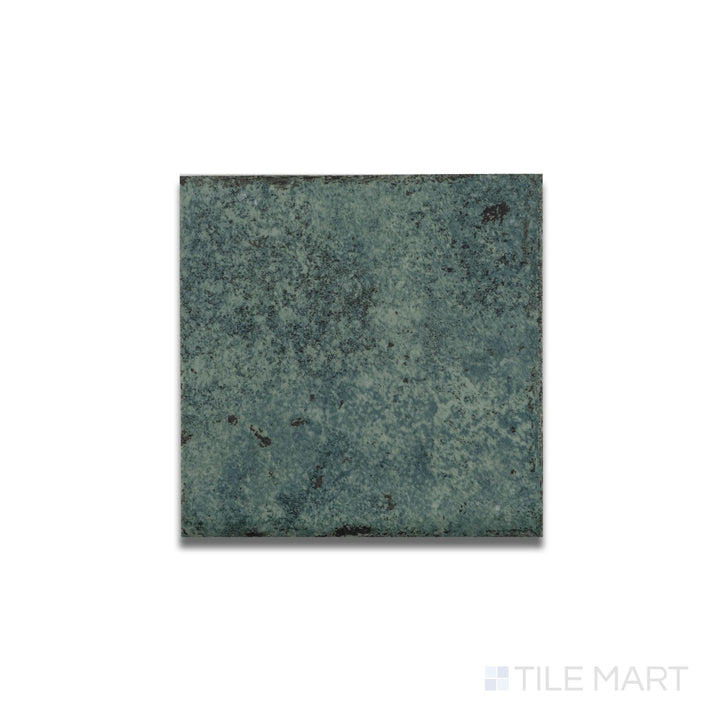 Top-down perspective of the Tahiti Emerald R11 bullnose tile, showing the matte green finish and rounded edge detail.