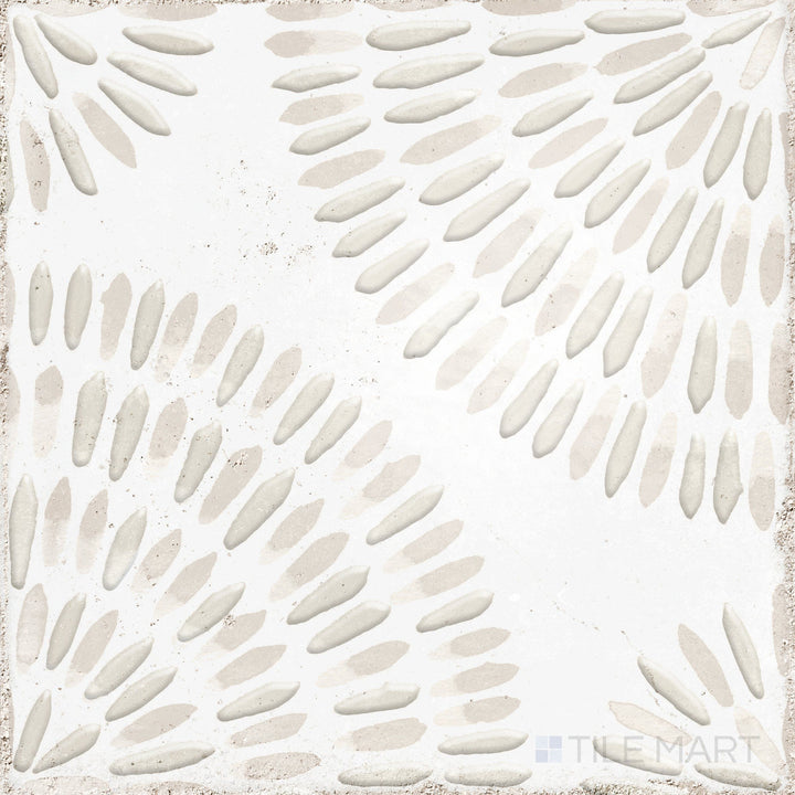 Top-down view of Atlantique Bayonne tile showing its 8x8 matte finish with vintage-inspired surface detailing.