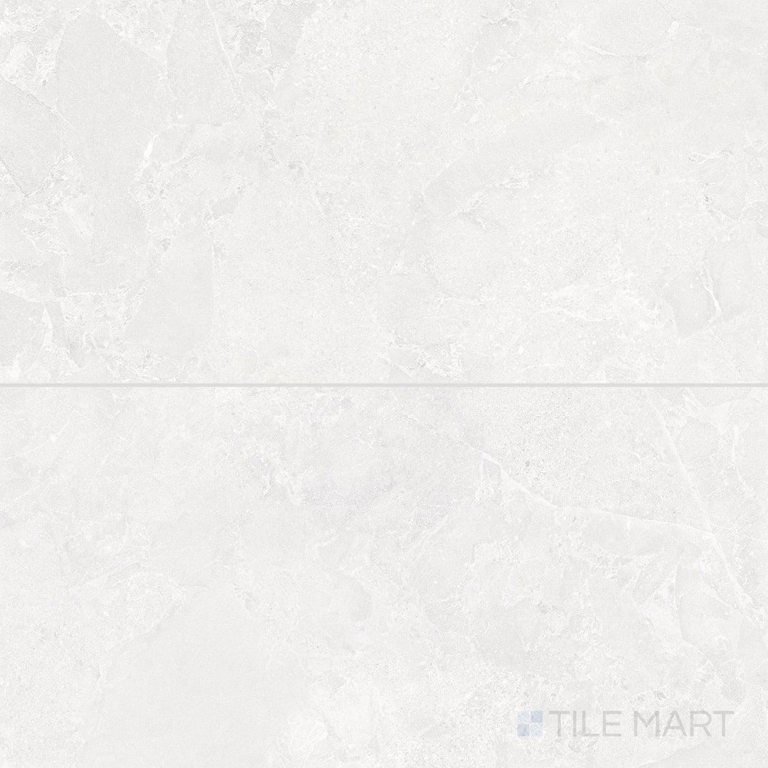 This 12x24 matte porcelain tile in soft Blanco offers a clean, contemporary stone-like look.