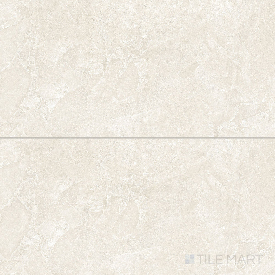 Neutral Arena tones and a smooth matte finish bring subtle warmth to this 12x24 porcelain tile.