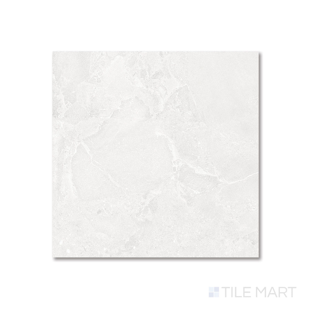 Flat view of Avalon Blanco 24x24 matte porcelain tile capturing its bright surface and subtle stone-like character.