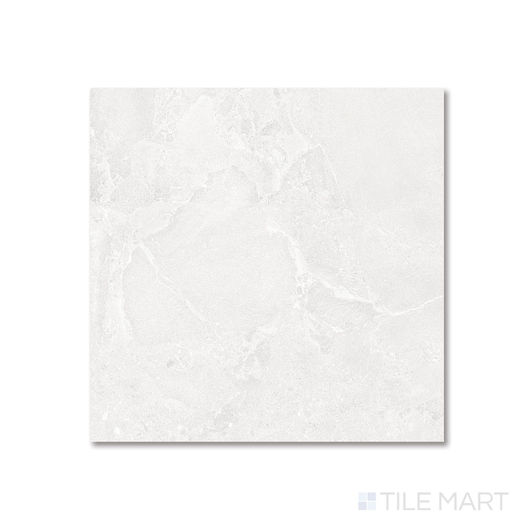 Flat view of Avalon Blanco 24x24 matte porcelain tile capturing its bright surface and subtle stone-like character.