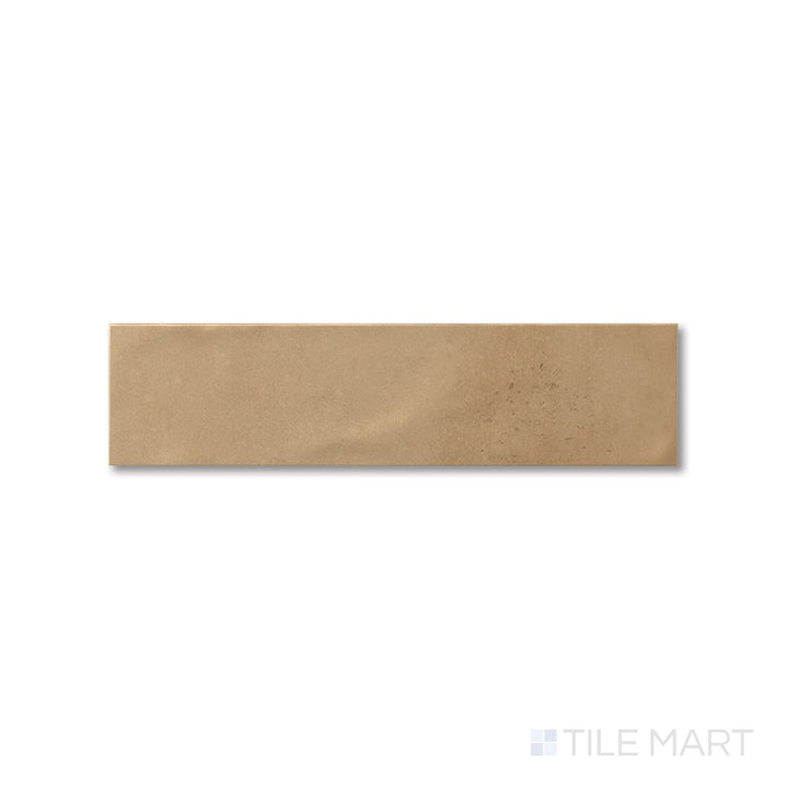 Overhead image of Agadir Cotto Oscuro 3x11 matte tile highlighting warm terracotta tones and soft surface texture.