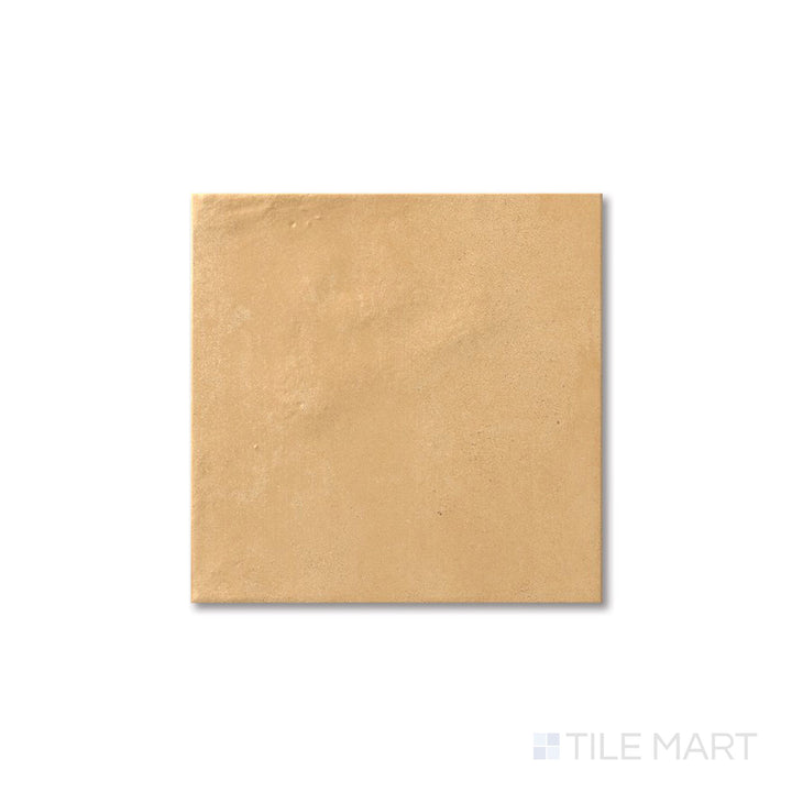 Overhead shot of Agadir Cotto Oscuro 6x6 tile with earthy terracotta tones and a matte porcelain texture.