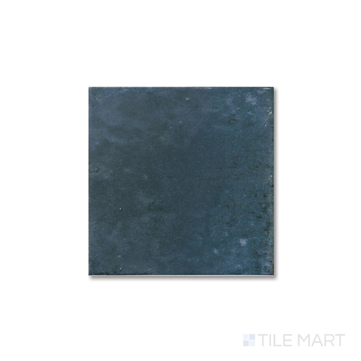 Aerial view of Agadir Lago 6x6 tile highlighting its rich blue gloss and square porcelain format.