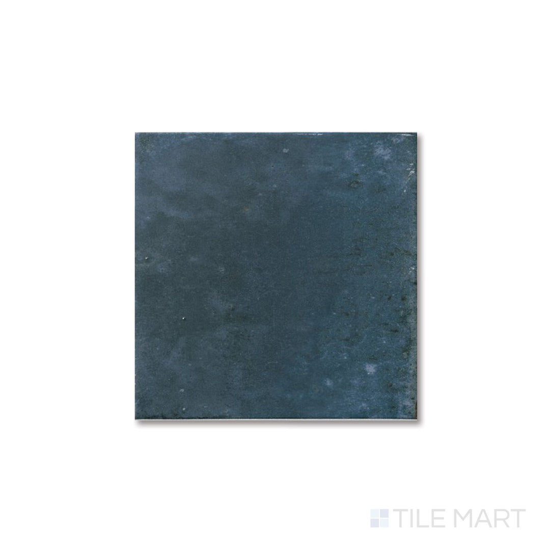 Aerial view of Agadir Lago 6x6 tile highlighting its rich blue gloss and square porcelain format.