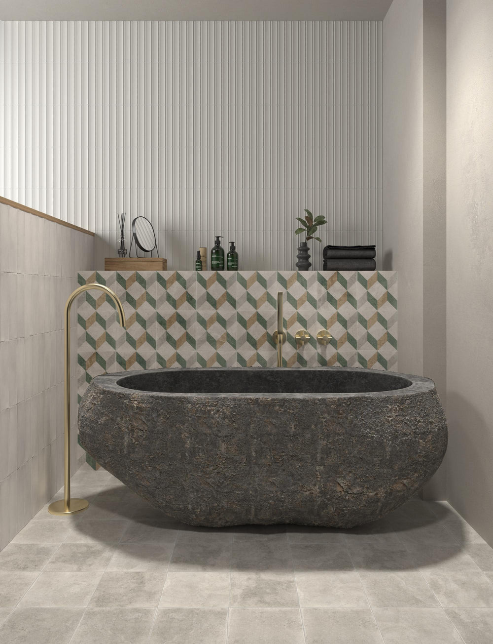 Milano Gesso 3x9 matte porcelain tile in soft white, ideal for creating clean, minimalistic wall details.