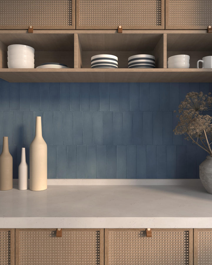 Milano Blu 3x9 matte porcelain tile in rich navy blue, offering a refined, modern color accent.