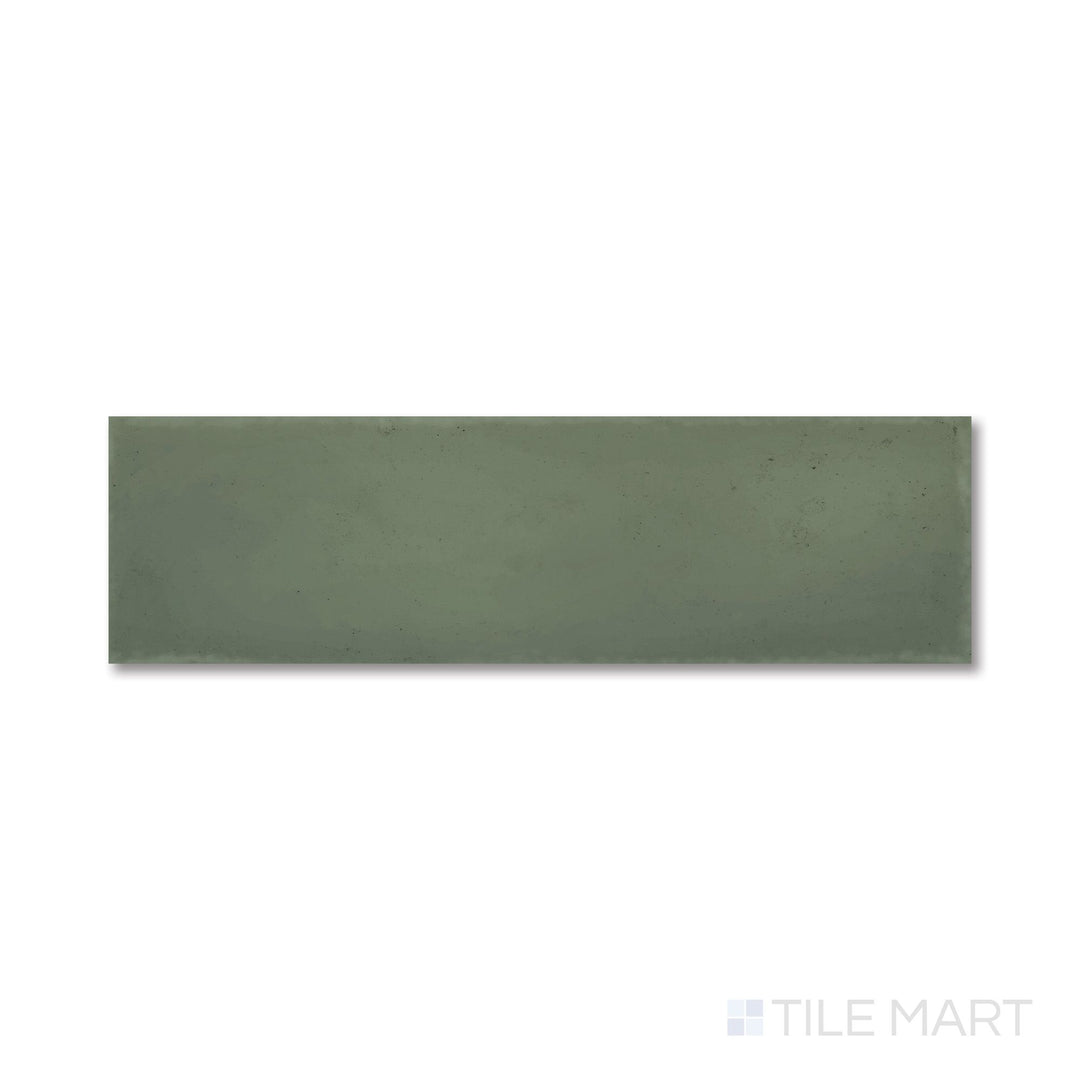 Aerial perspective of Milano Bosco 3x9 tile with deep green-brown tones and a natural matte finish.
