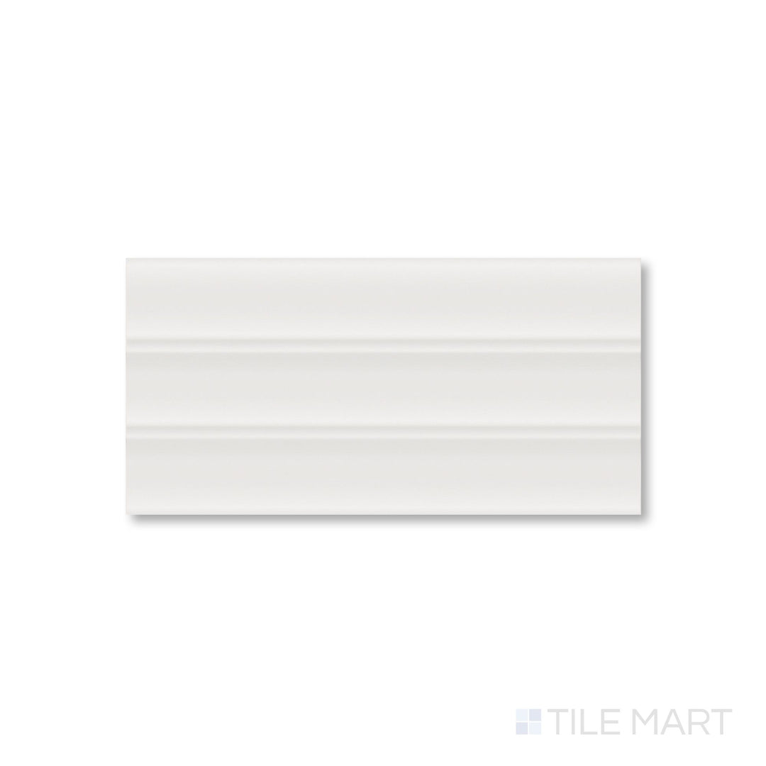 Top-down layout of Milano Scala Gesso 4.5x9 tile featuring a soft white matte surface and architectural detailing.