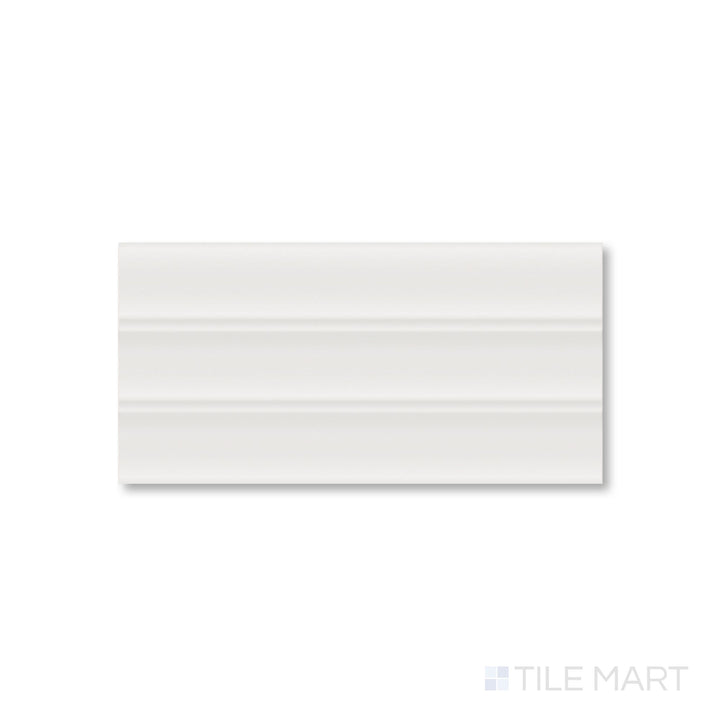 Top-down layout of Milano Scala Gesso 4.5x9 tile featuring a soft white matte surface and architectural detailing.