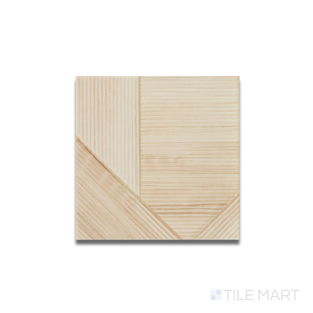 Flat lay of Stripes Bamboo tile in 10x10 format, featuring a soft natural beige tone and fine striped detail.