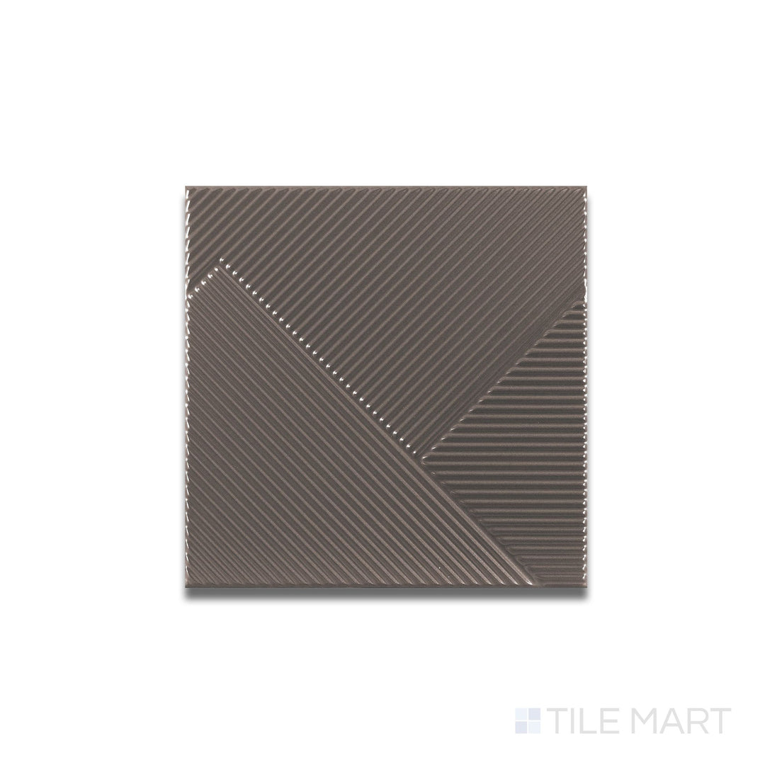 Top-down perspective of Stripes Mercury tile highlighting its sleek gray hue and understated stripe pattern in a square format.