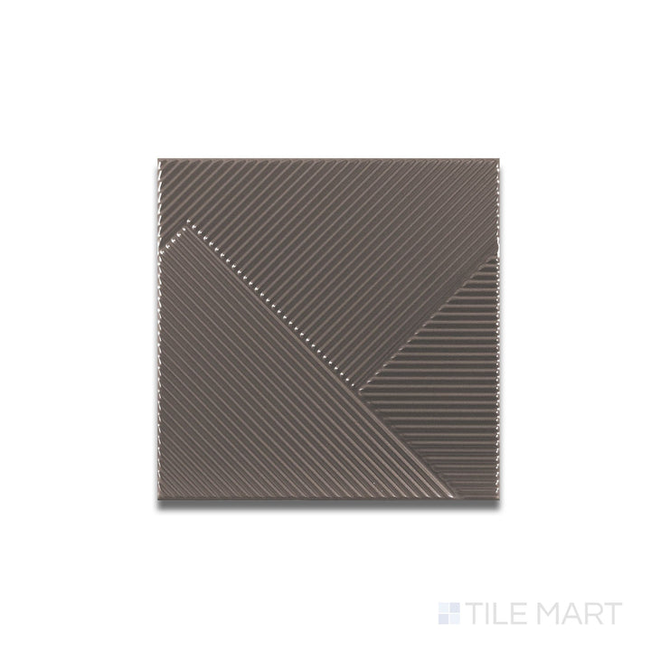 Top-down perspective of Stripes Mercury tile highlighting its sleek gray hue and understated stripe pattern in a square format.