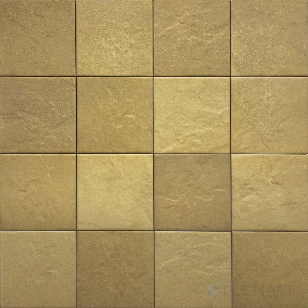 Textured matte surface and warm stone-inspired color define this 6x6 Golden Stone anti-slip porcelain tile.