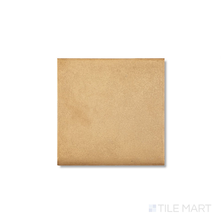 Overhead image of Golden Stone 6x6 matte bullnose tile highlighting its subtle edge detail and natural stone-inspired coloring.