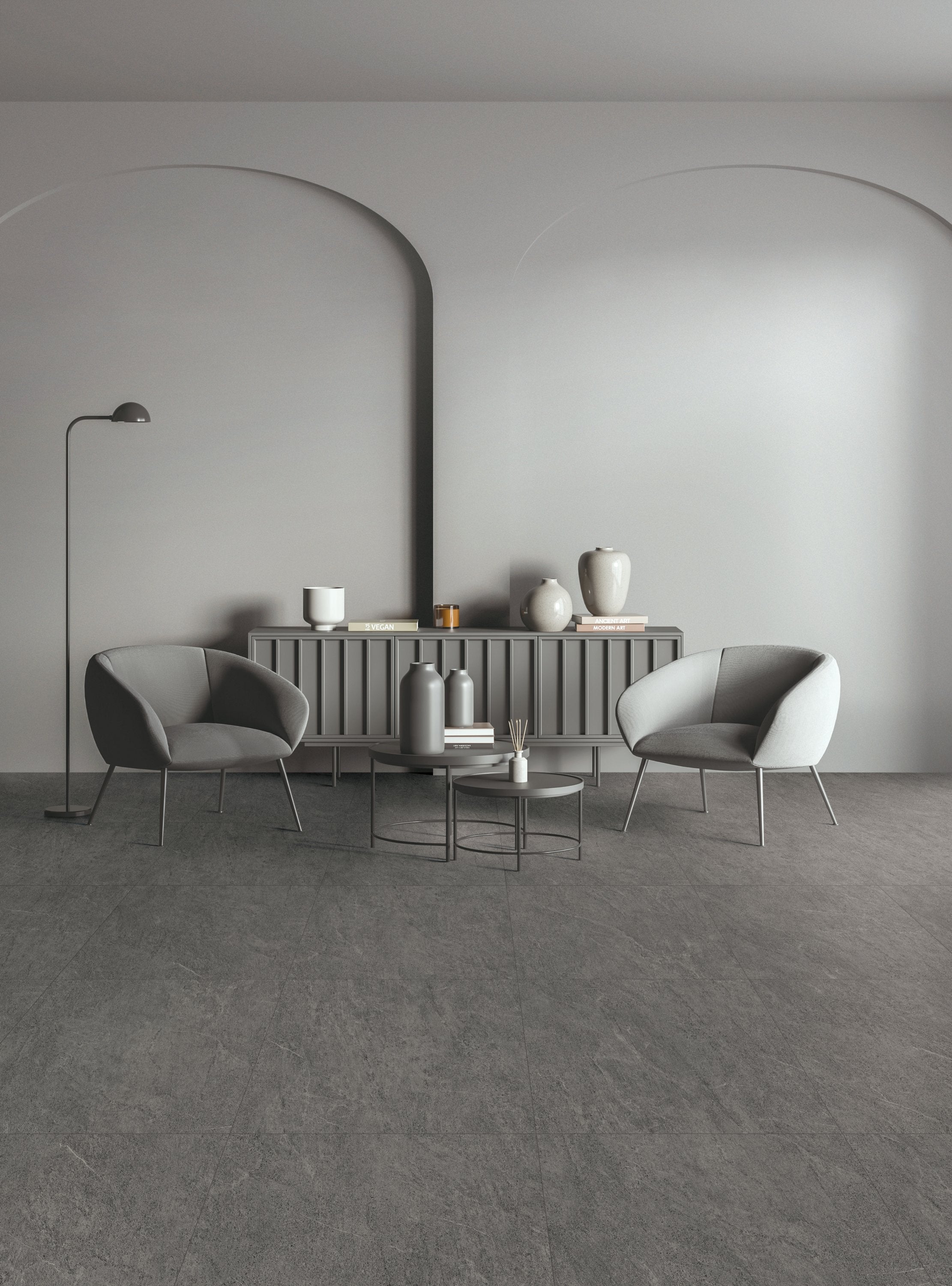 Grand Lux Soft Sound Owen Concrete 18X18 Matte Luxury Vinyl Tile