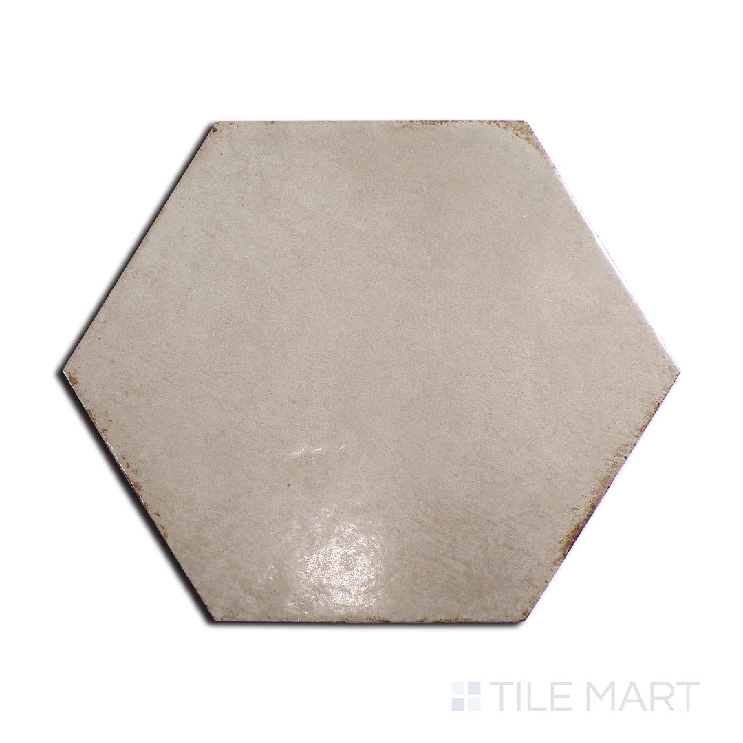 Flat perspective showcasing the FANGO EDEN tile, sized 7x8, with a glossy finish that enhances its soft undertone.