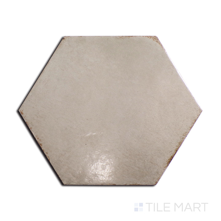 Flat perspective showcasing the FANGO EDEN tile, sized 7x8, with a glossy finish that enhances its soft undertone.