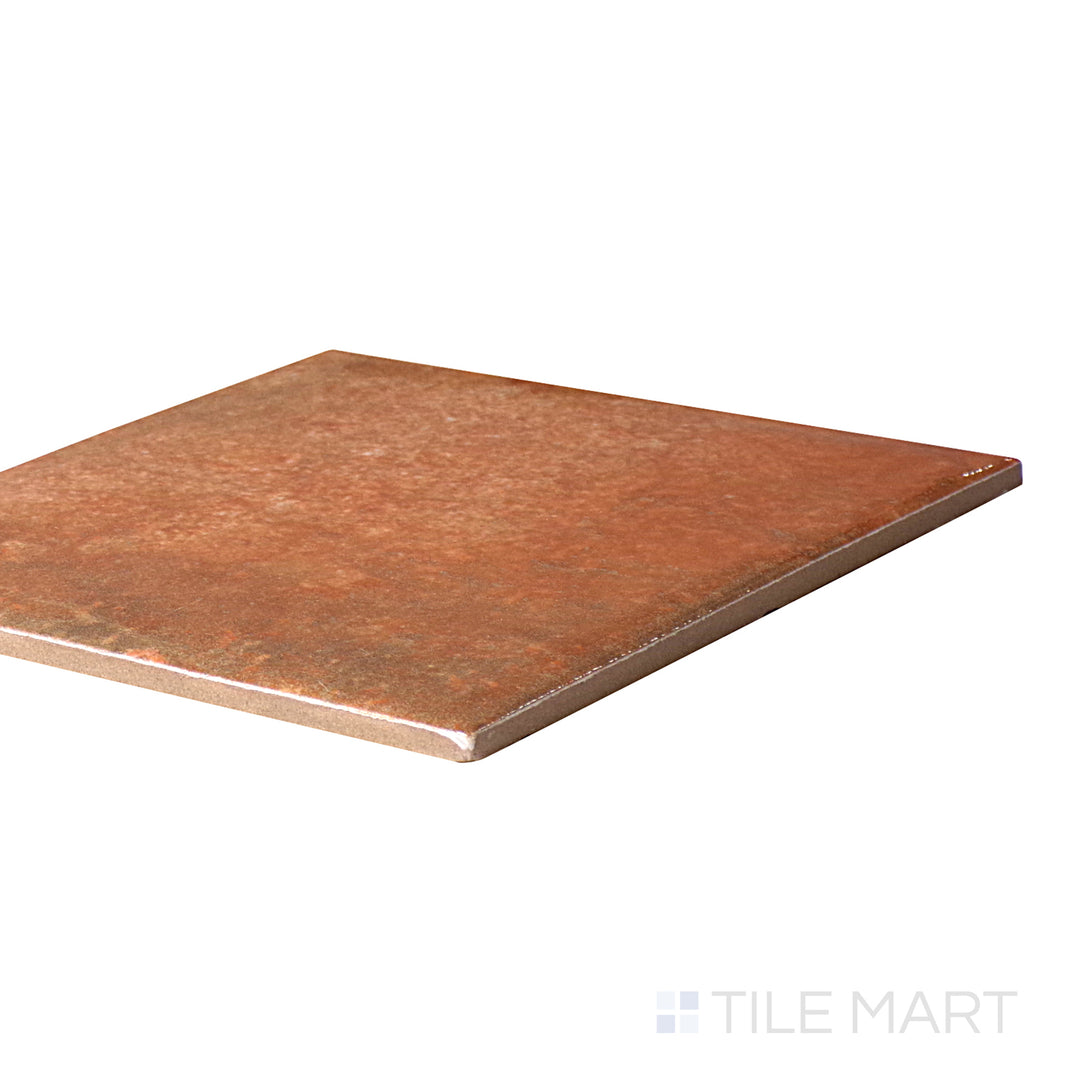 An angled look at the EARTH INTERMIX tile, highlighting its matte surface and the boldness of its rich pigment.