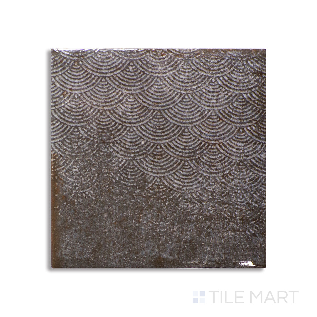 Aerial shot showcasing the OBSIDIAN INTERMIX tile, sized 6x6, with a matte surface that enhances its vivid tint.