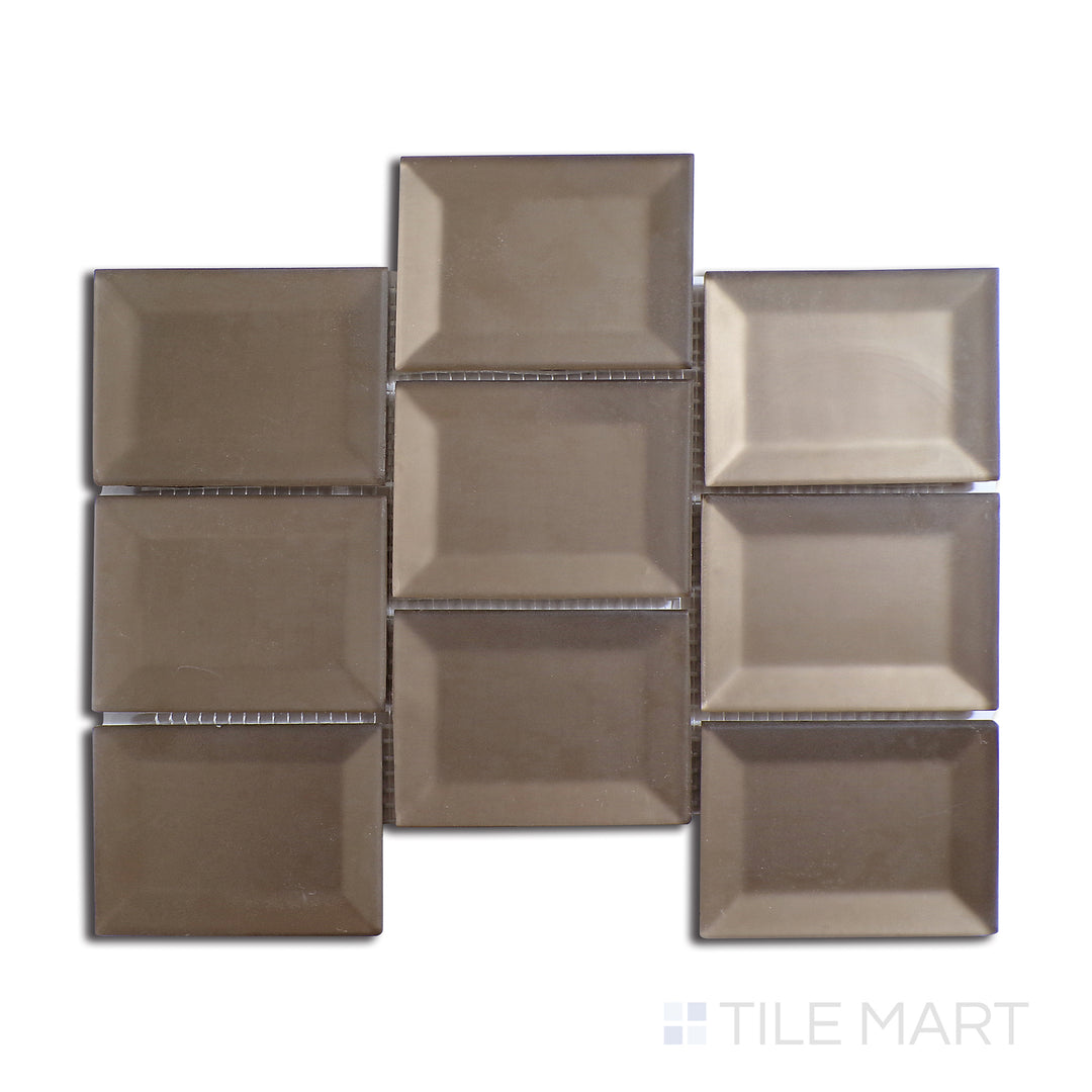 Bird's eye view showcasing the BRONZE HAS MORE FUN PRISM tile, sized 9x12, with a textured coating that enhances its vivid tint.