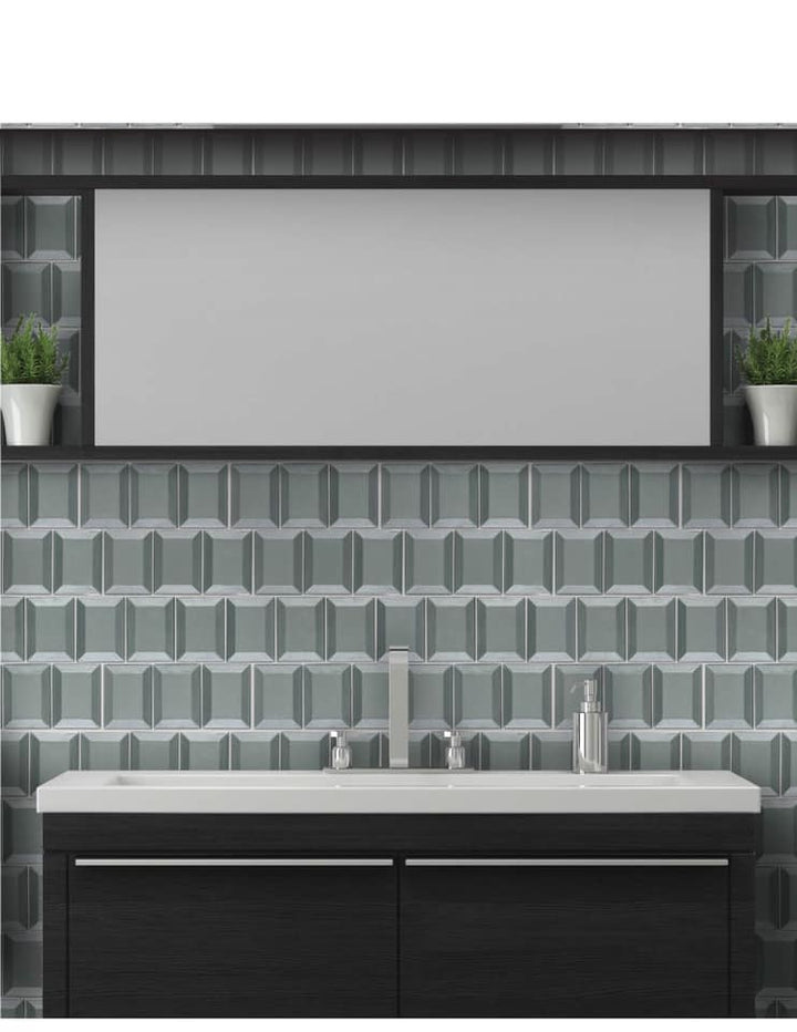 A contemporary decor, featuring SAGE YOU LOVE ME PRISM tile with a refined texture, complementing the design with elegance.