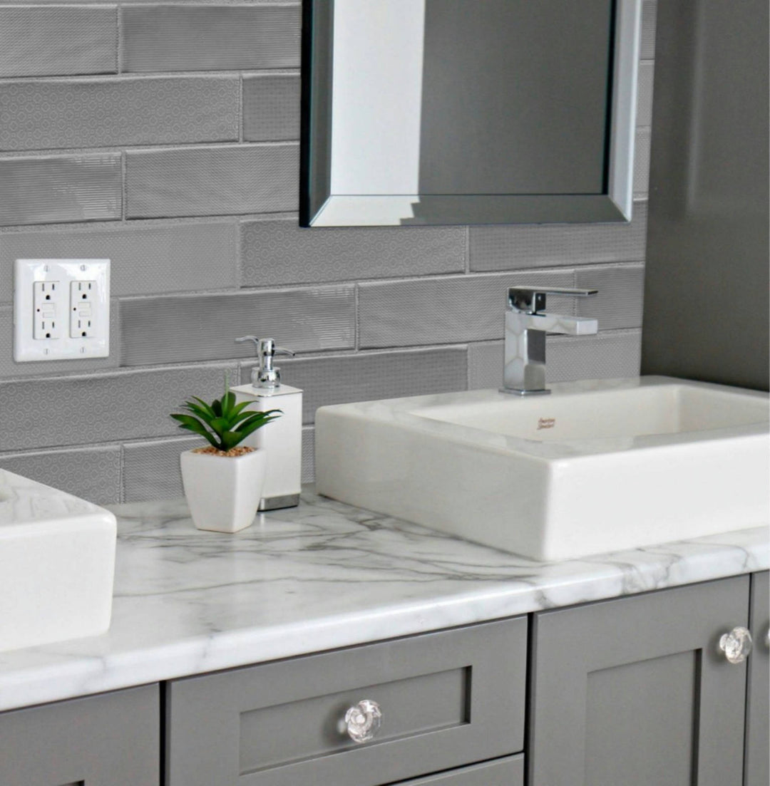 A room scene, featuring CONCRETE ZEN tile with a glossy texture, bringing a sleek look to the room.