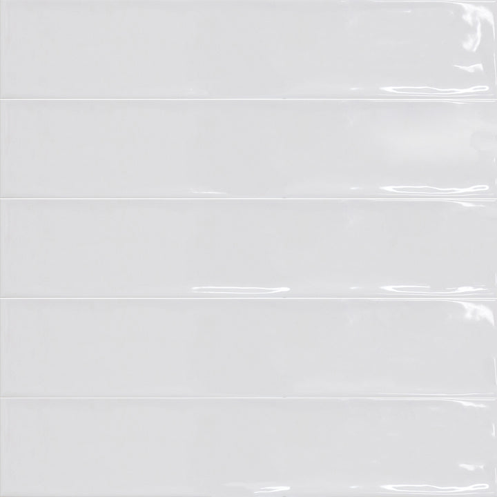 Bird's eye view showcasing the blanco maui tile, sized 4.3x21, with a smooth glaze that enhances its soft undertone.