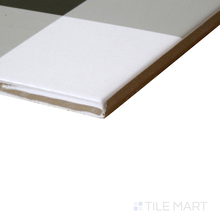 Precise edge of the 8x8 studio tile, made from porcelain material.