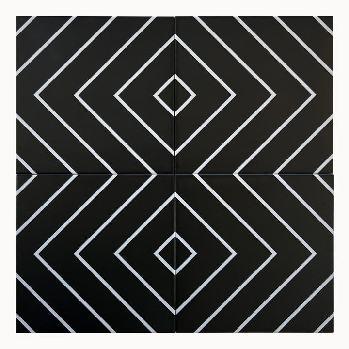 Studio Porcelain 8X8 Black With White Matte