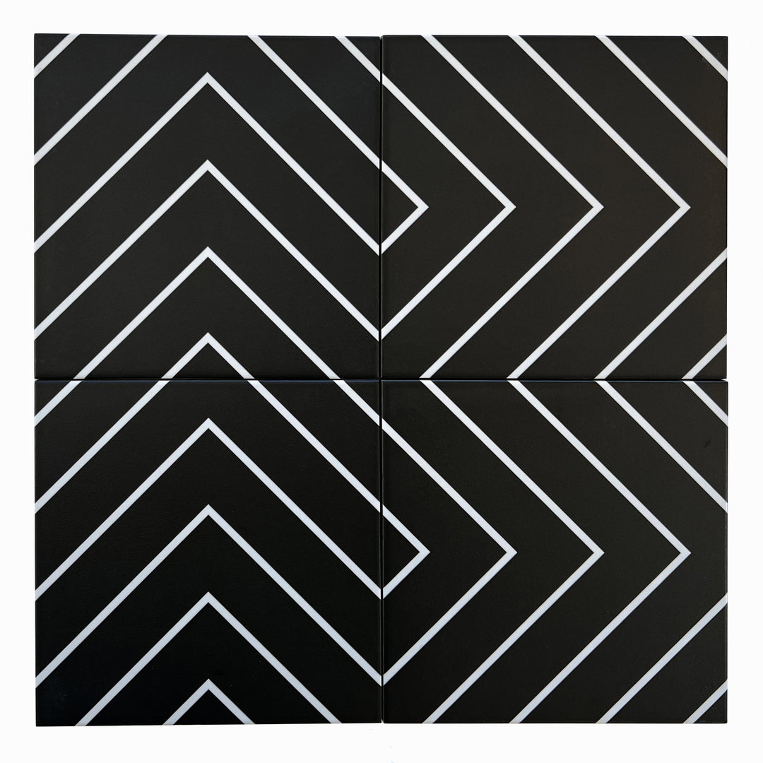 Studio Porcelain 8X8 Black With White Matte