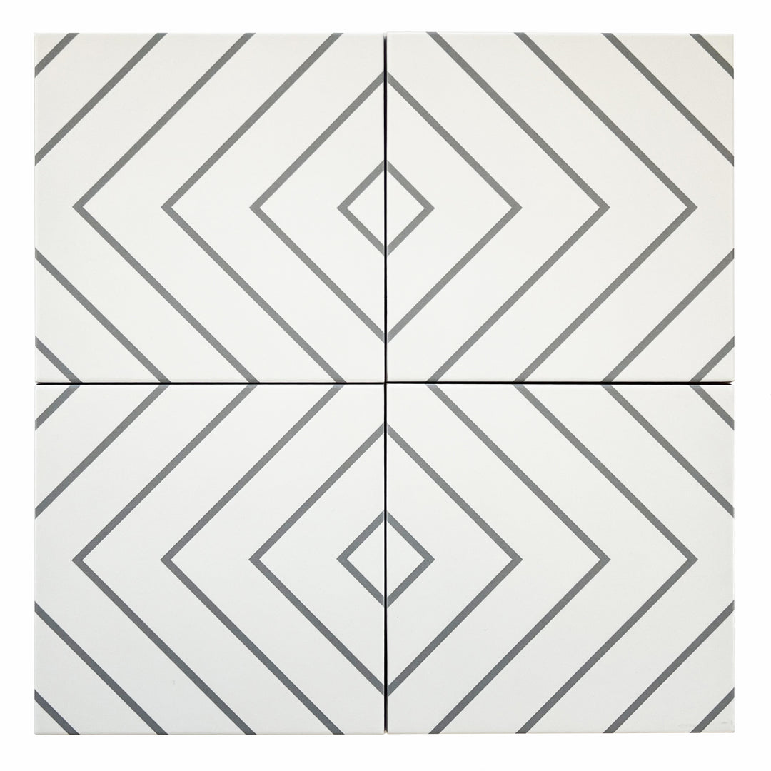 Studio Porcelain 8X8 White With Grey Matte