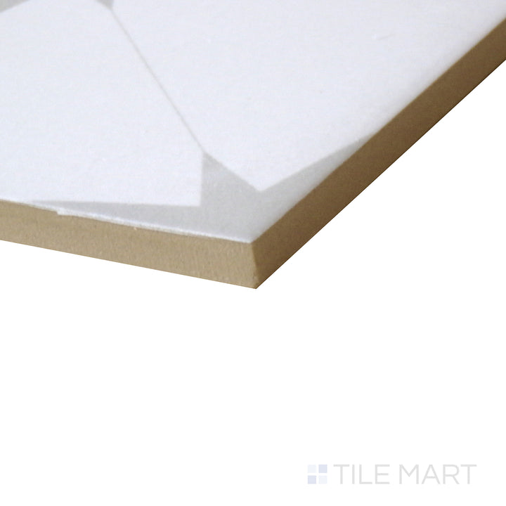 Precise edge of the 8.7x8.7 starburst tile, made from premium marble.