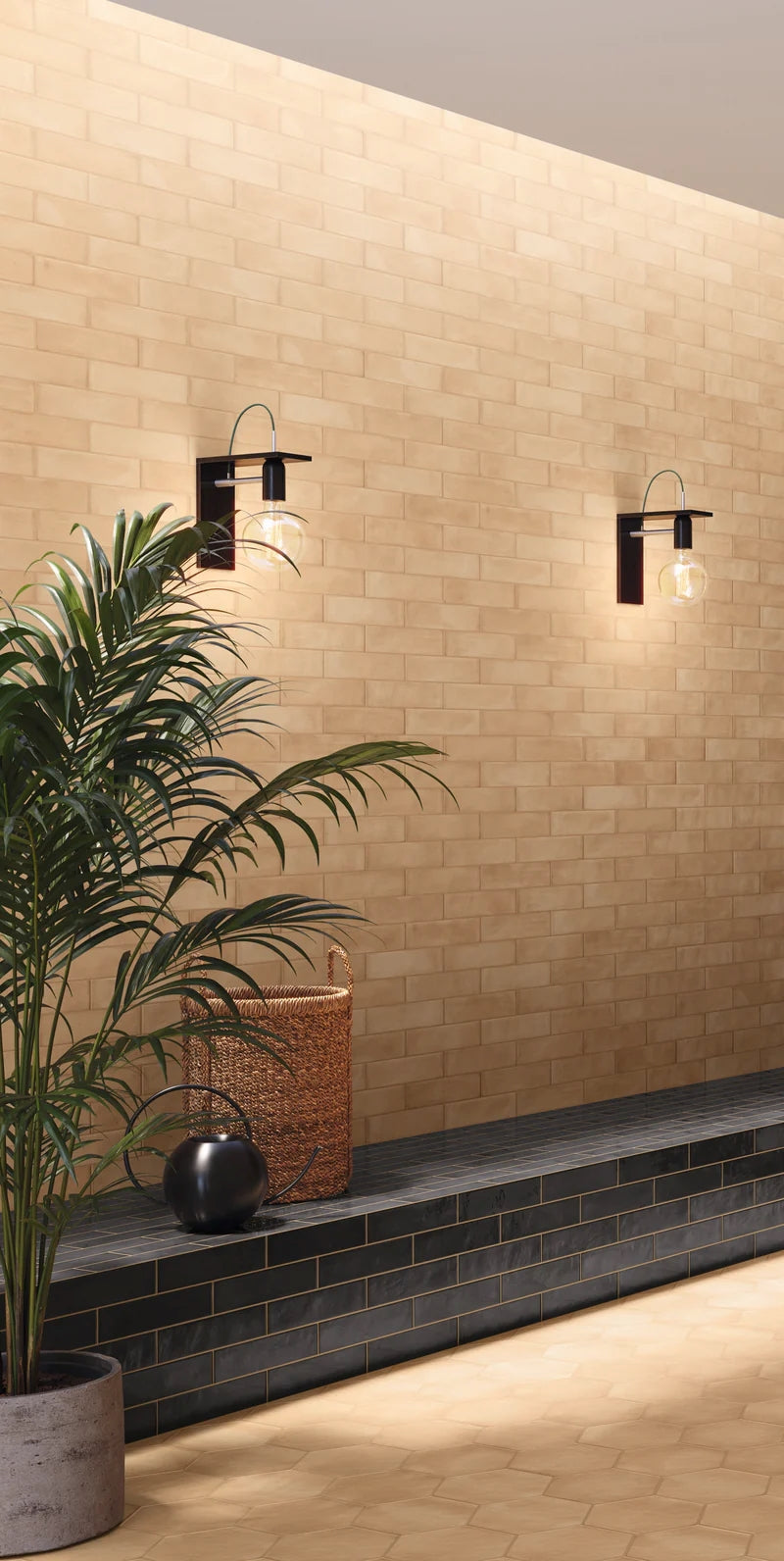 A warm sand-colored matte surface with subtle texture brings a natural, earthy feel to any setting with Clay Sand 2.5x10 matte porcelain.