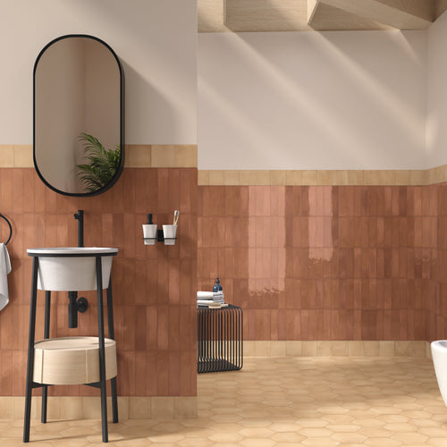 Clay Sand 8" Hex Matte Porcelain