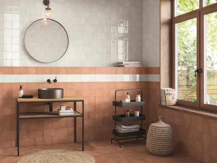 A lifestyle setting, featuring hex brick clay tile with a matte texture, enhancing the overall ambiance.