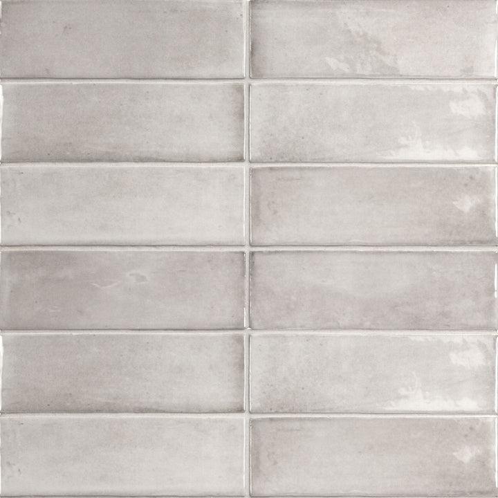 Aerial shot showcasing the grey soco tile, sized 2x6, with a textured coating that enhances its soft undertone.