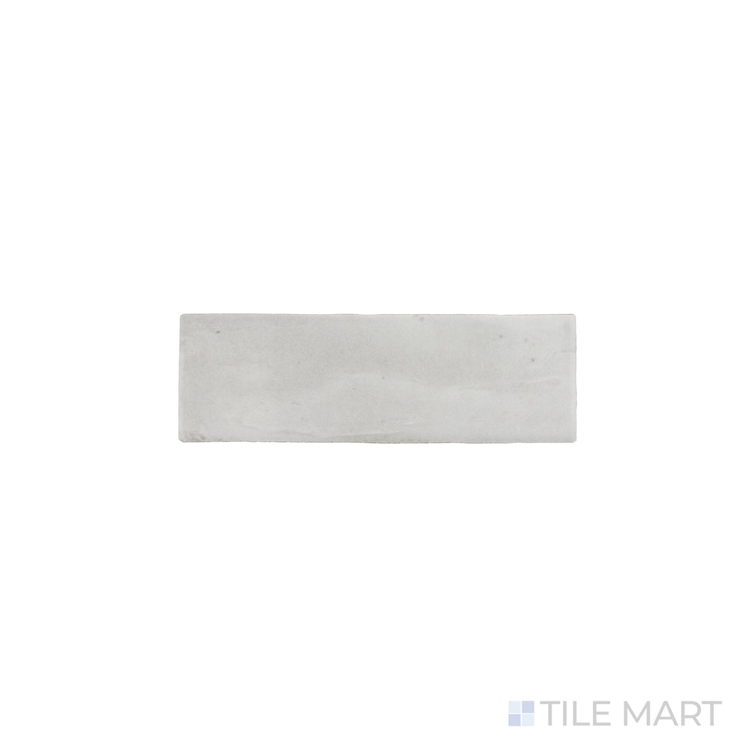 An angled look at the grey soco tile, highlighting its textured coating and the boldness of its rich pigment.