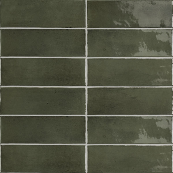 Soco Green 2X6 Glossy Porcelain Subway Tile | Tilemart