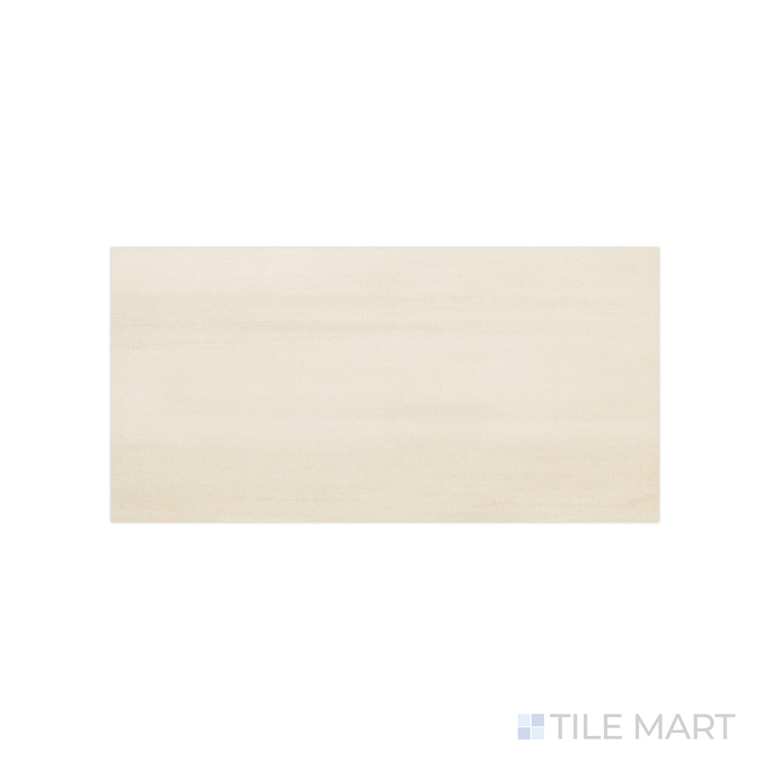 Zoomed-in view of Flow Ivory 12X24 Matte Porcelain, capturing its creamy ivory tones and velvety matte texture for a soft, natural look.