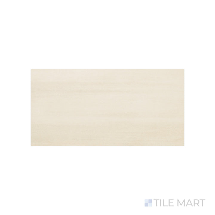 Zoomed-in view of Flow Ivory 12X24 Matte Porcelain, capturing its creamy ivory tones and velvety matte texture for a soft, natural look.