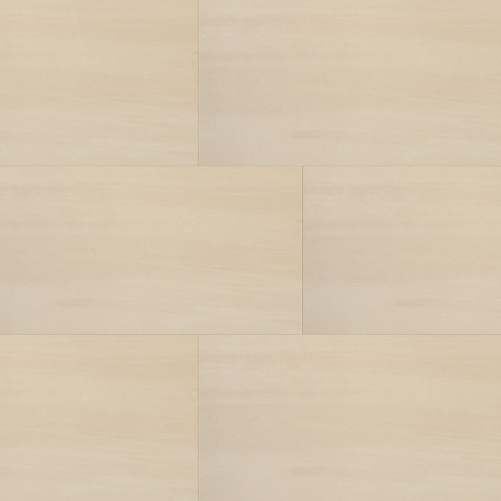 Top angle showcasing the beige flow tile, sized 11.75x23.5, with a smooth glaze that enhances its deep shade.