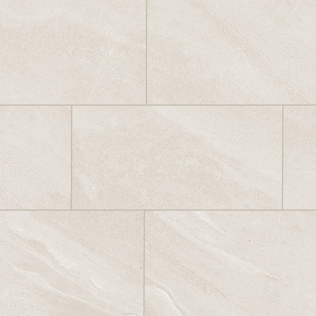Bird's eye view showcasing the white boston tile, sized 11.8x23.6, with a smooth glaze that enhances its warm hue.
