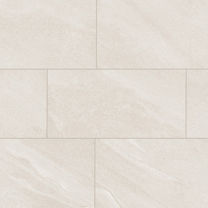 Bird's eye view showcasing the white boston tile, sized 11.8x23.6, with a smooth glaze that enhances its warm hue.