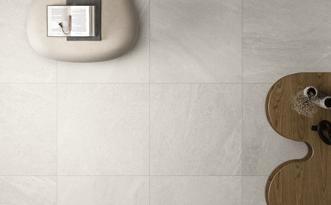 A crisp white matte porcelain tile, Boston White 12x24 offers a clean and timeless aesthetic with a smooth finish.