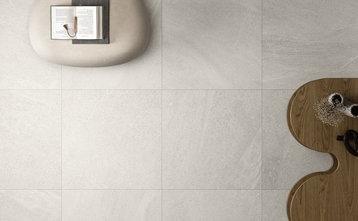 A crisp white matte porcelain tile, Boston White 12x24 offers a clean and timeless aesthetic with a smooth finish.