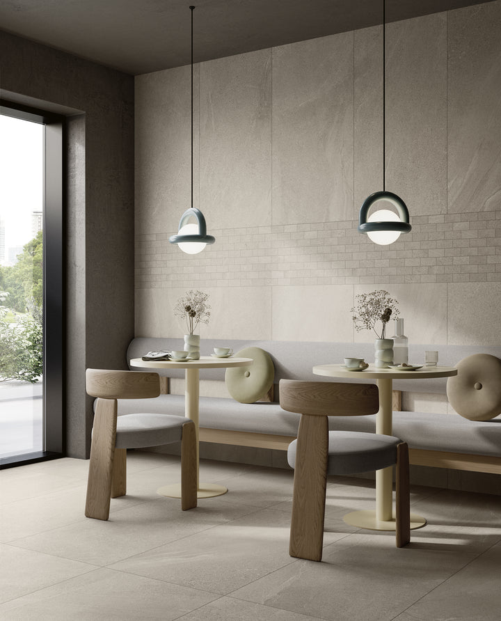 Warm and inviting, Boston Ivory 12X24 matte porcelain tile creates a cozy, neutral foundation for any design.