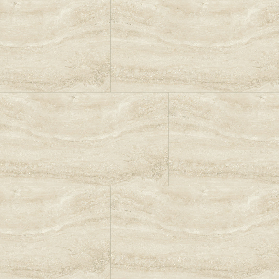 Top angle showcasing the sabbia navo tile, sized 12x24, with a reflective sheen that enhances its vivid tint.