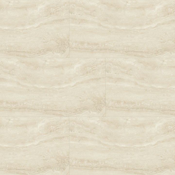 Top angle showcasing the sabbia navo tile, sized 12x24, with a reflective sheen that enhances its vivid tint.